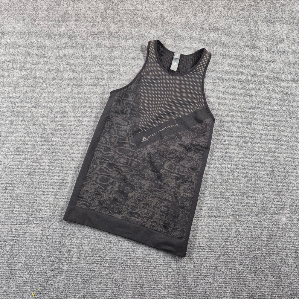 Adidas by Stella McCartney Snakeskin Mesh Racerback Tank Top Grey Black Small